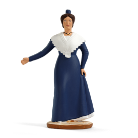 Santon Farandoleuse de fin en robe bleue et fichu blanc, pour crèche de Noël Arterra
