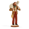 Santon Berger au mouton 12 cm, veste brune et pantalon rouge, création du santonnier Arterra