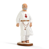 Santon Saint Charles de Foucauld en habit blanc, cœur rouge et chapelet, création du santonnier Arterra